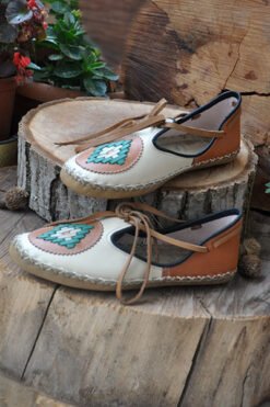 Krem Taba İpli Model Desenli Çarık-IMC22