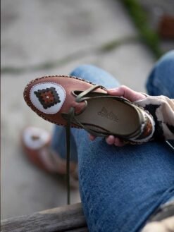 Alternative view of Yeşil Taba İpli Model Desenli Çarık IMC2401