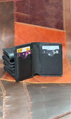 Hakiki Deri El Yapımı Dikey Cüzdan DC01S-Siyah