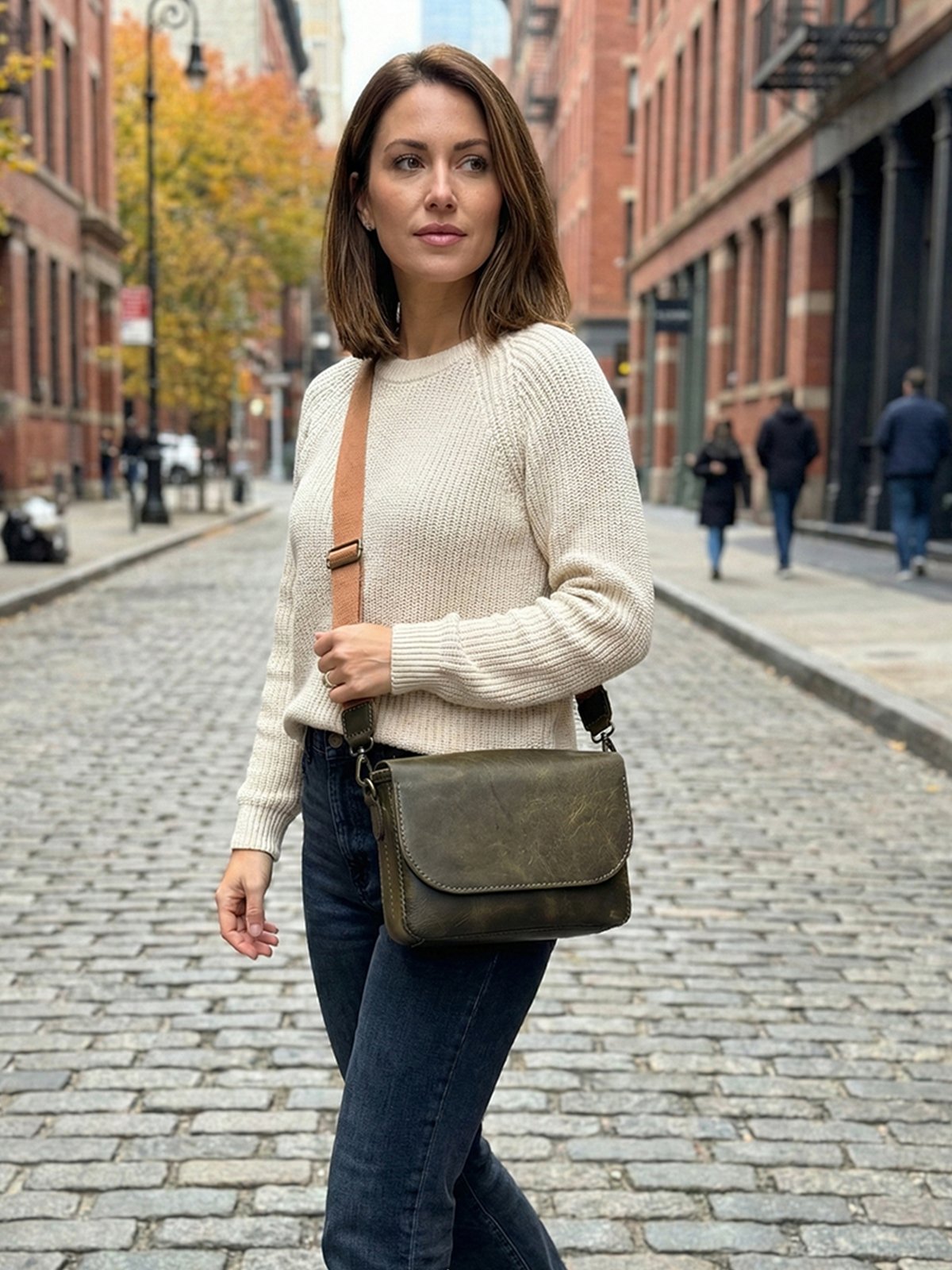 Hakiki Deri El Yapımı Omuz ve Çapraz Askılı Çanta-DC01