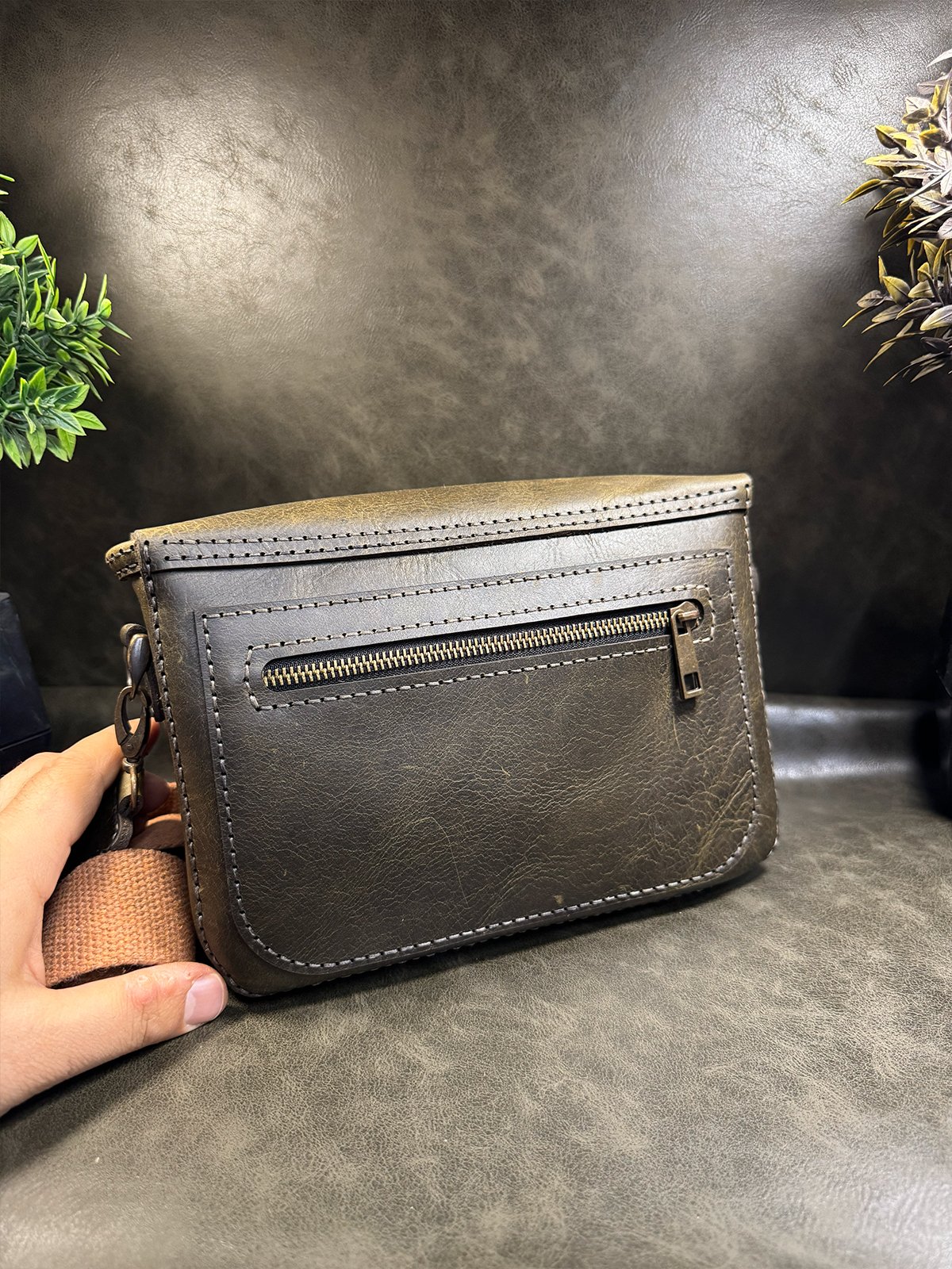 Hakiki Deri El Yapımı Omuz ve Çapraz Askılı Çanta-DC01 - Görsel 7